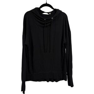Athleta Studio Ribbed Hoodie Pullover Black Size M‎